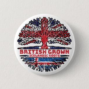 Bóton Redondo 5.08cm Islândia British Tree Roots Flag