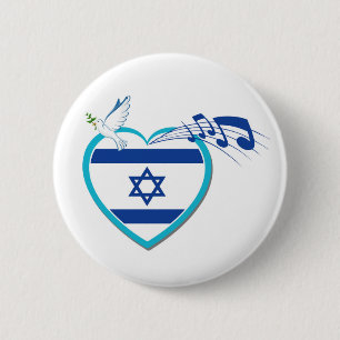Bóton Redondo 5.08cm Israeli flag - music - peace - love,