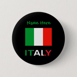 Bóton Redondo 5.08cm Itália E Bandeira Italiana Verde Personalização Ma