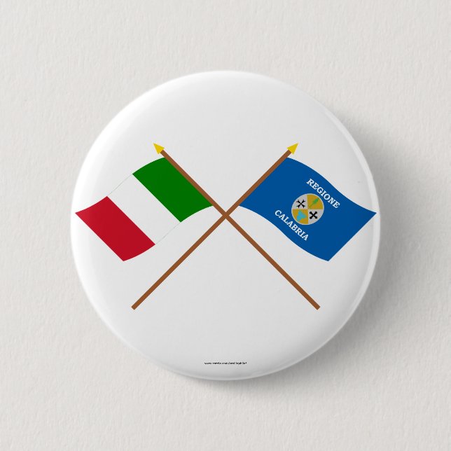 Bóton Redondo 5.08cm Italia e bandeiras cruzadas Calabria (Frente)