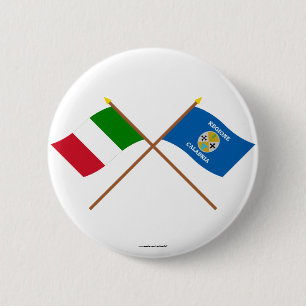 Bóton Redondo 5.08cm Italia e bandeiras cruzadas Calabria