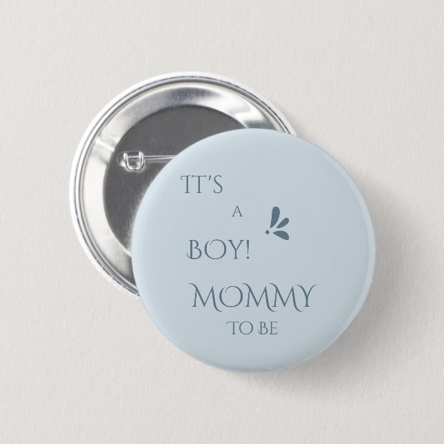 Bóton Redondo 5.08cm It's A Boy! Minimalism Pastel Blue Mommy-to-be (Frente & Verso)