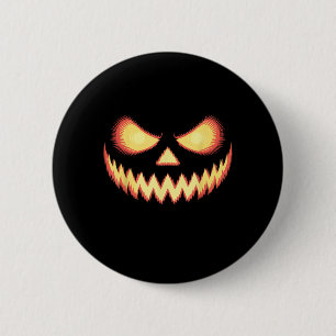 Bóton Redondo 5.08cm Jack O Lanterna Assustado Pumpkin Esculpido No Dia