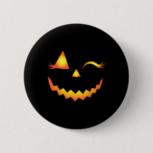Bóton Redondo 5.08cm Jack O Lanterna Face Pumpkin Eyelashes Hallowen Co