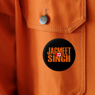 Bóton Redondo 5.08cm Jagmet Singh Orange Block Text Flag Canadense