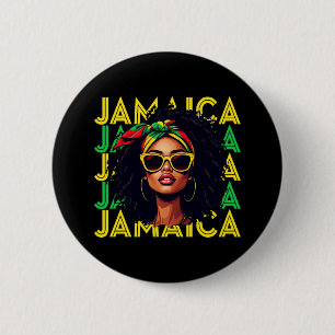 Bóton Redondo 5.08cm Jamaican Girl Flag, mulher jamaicana orgulhosa
