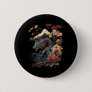 Bóton Redondo 5.08cm Japonês - Aestic Dragon Japonês Art Japan Tatto