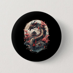 Bóton Redondo 5.08cm Japonês - Aestic Dragon Japonês Art Japan Tatto