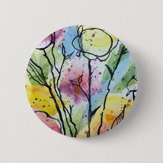 Bóton Redondo 5.08cm jardim de flores (Frente)