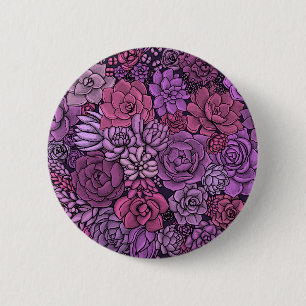 Bóton Redondo 5.08cm Jardim de sucata em rosa e violeta