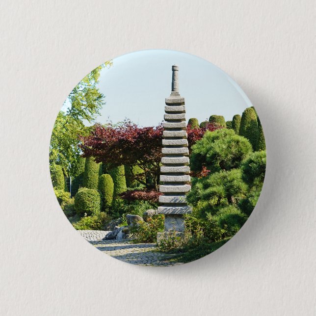 Bóton Redondo 5.08cm Jardim Japonês (Frente)
