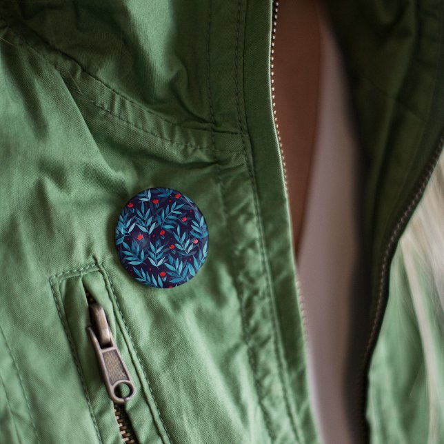 Bóton Redondo 5.08cm Jardim noturno de aquarelas - turquesa, azul e ver (Criador carregado)