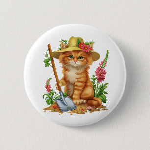 Bóton Redondo 5.08cm Jardinagem com Gatos