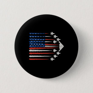 Bóton Redondo 5.08cm Jatos de Combate Patrióticos Bandeira dos EUA Verm