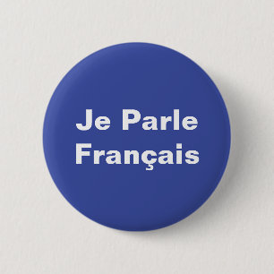 Bóton Redondo 5.08cm Je Parle Français I Fala Francês White em Azul