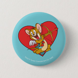 Bóton Redondo 5.08cm Jerry Mouse vestido de Namorados Cupido