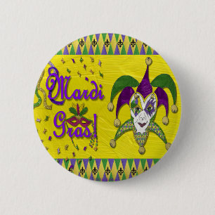 Bóton Redondo 5.08cm Jester Mask Mardi Gras Harlequin
