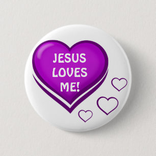 Bóton Redondo 5.08cm Jesus ama-me! Roxo Heart-Loves_ do _