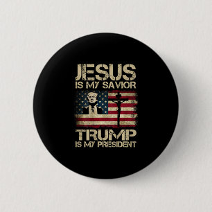 Bóton Redondo 5.08cm Jesus É Meu Salvador Trump É Meu Presidente Bandei