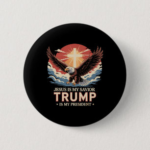 Bóton Redondo 5.08cm Jesus É Meu Salvador Trump É Meu Presidente Bíblic