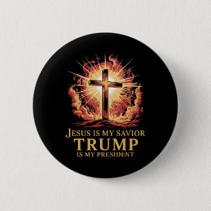 Bóton Redondo 5.08cm Jesus É Meu Salvador Trump É Meu Presidente Cristã