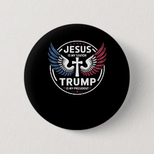 Bóton Redondo 5.08cm Jesus é meu salvador Trump é meu presidente - Patr