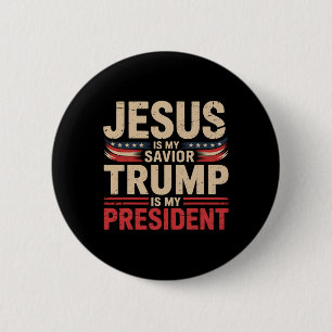 Bóton Redondo 5.08cm Jesus É Meu Salvador Trump É Meu Presidente Pro-tr