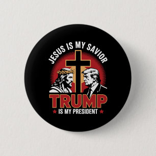 Bóton Redondo 5.08cm Jesus É Meu Salvador Trump É Meu Presidente Pro-tr