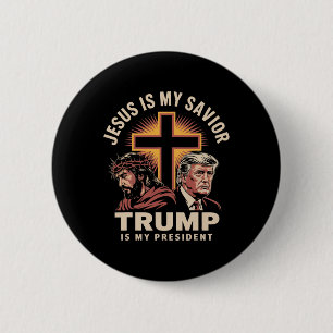 Bóton Redondo 5.08cm Jesus É Meu Salvador Trump É Meu Presidente Religi