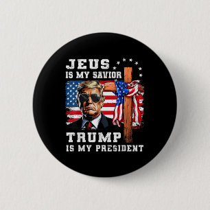 Bóton Redondo 5.08cm Jesus É Meu Salvador Trump É Meu Presidente Usa Ba