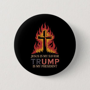 Bóton Redondo 5.08cm Jesus É Meu Salvador Trump Meu Presidente Conserva