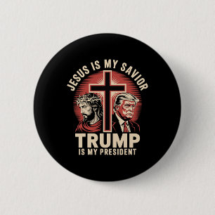 Bóton Redondo 5.08cm Jesus É Meu Salvador Trump Meu Presidente Conserva