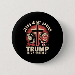 Bóton Redondo 5.08cm Jesus É Meu Salvador Trump Meu Presidente Conserva