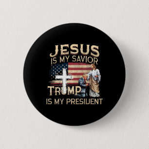 Bóton Redondo 5.08cm Jesus é o meu salvador é o meu presidente american