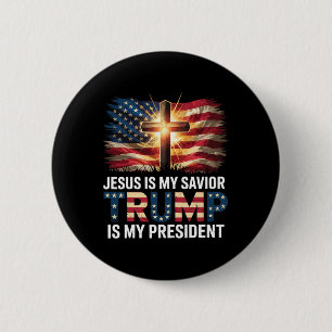 Bóton Redondo 5.08cm Jesus é o meu salvador Trump é o meu presidente pr