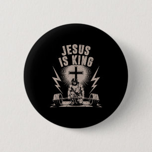 Bóton Redondo 5.08cm Jesus é o rei Barbell Cross Engraçado Christian Wo