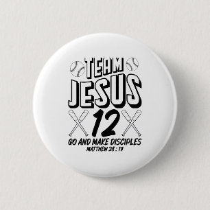 Bóton Redondo 5.08cm Jesus E Time De Beisebol Jesus Cristão Mateus 28