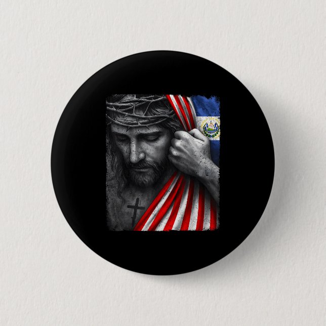 Bóton Redondo 5.08cm Jesus Faith Cross Crown America El Salvador Herita (Frente)