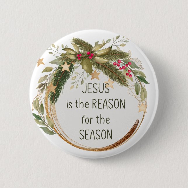 Bóton Redondo 5.08cm Jesus is the reason for the season Christmas Quote (Frente)
