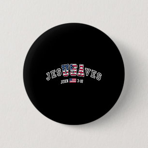 Bóton Redondo 5.08cm Jesussaves salva Jesusaves Usa American Flag Patri