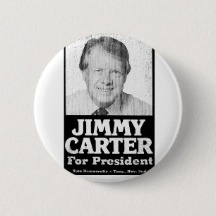 Bóton Redondo 5.08cm Jimmy Carter afligiu preto e branco