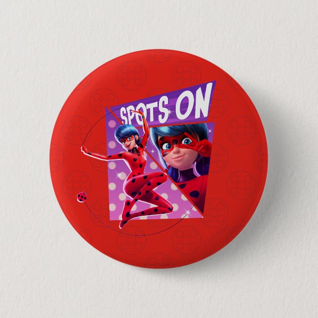 Bóton Redondo 5.08cm Joaninha | Pontos No Gráfico Roxo (Frente)