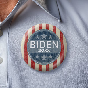 Bóton Redondo 5.08cm Joe Biden 2020 - estrelas e listras de safra