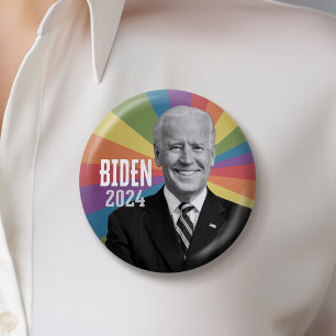Bóton Redondo 5.08cm Joe Biden 2020 - foto com a bandeira do arco-íris