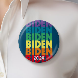 Bóton Redondo 5.08cm Joe Biden 2024 - cores retrorreflectoras do arco-í