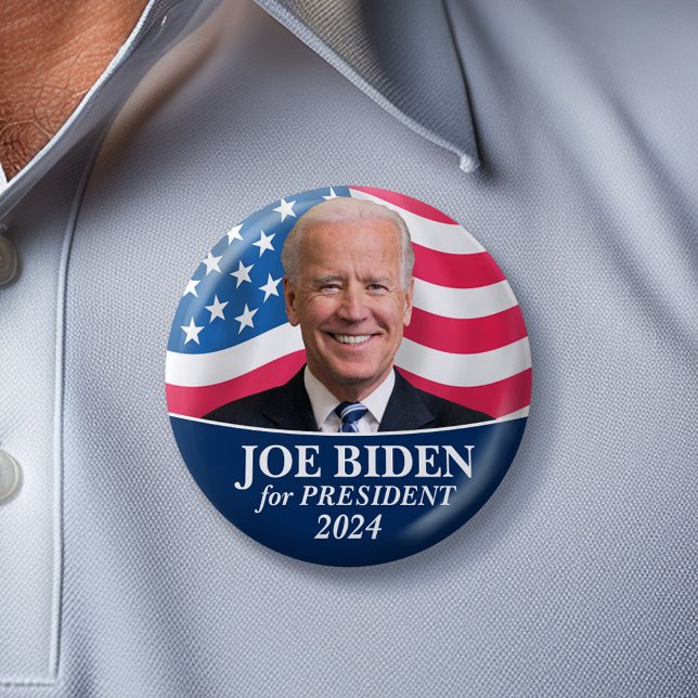 Bóton Redondo 5.08cm Joe Biden 2024 para Presidente Foto (Classic Joe Biden Campaign Button - 2024)