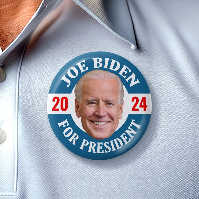 Bóton Redondo 5.08cm Joe Biden 2024 para Presidente Photo Floating Head (Biden Harris 2024 Button - Great Campaign and Rally button for the Next Election)