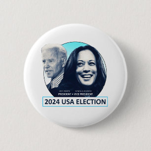 Bóton Redondo 5.08cm Joe Biden e Kamala Harris 2024 ELEIÇÕES NOS EUA