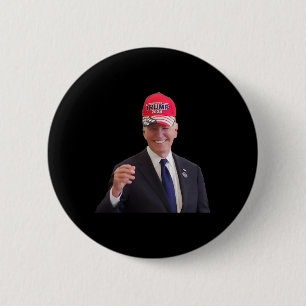 Bóton Redondo 5.08cm Joe Biden engraçado usa boné Trump 2024