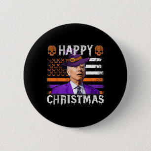 Bóton Redondo 5.08cm Joe Biden Happy Halloween Feliz Natal Nos Bandeira